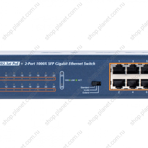 GSW-2620HP Неуправляемый PoE коммутатор 24 порта 1Гб/с + 2 слота SFP 1Гб/с фото 3