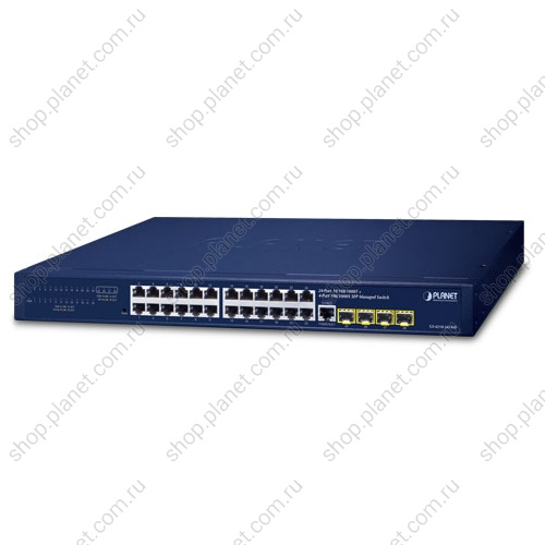 Коммутатор управляемый L2/L4, 4 порта SFP 100/1000 Мб/с, 24 порта RJ45 10/100/1000 Мб/с GS-4210-24T4SR Коммутатор управляемый L2/L4, 4 порта SFP 100/1000 Мб/с, 24 порта RJ45 10/100/1000 Мб/с