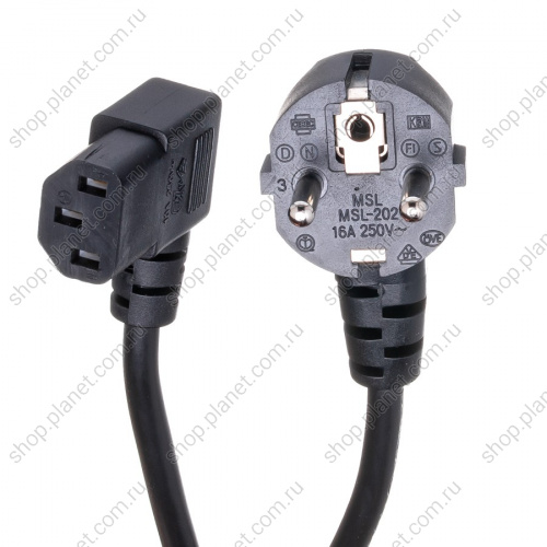 Кабель (шнур) питания 220В CEE7/7 - C13, угловой, черный, 10А, 1,8м SCZ-1R фото 2