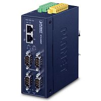 Промышленный сервер последовательных устройств 4 порта RS232/RS422/RS485 + 2 порта 100Мбит/с Planet