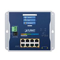 WGS-5225-8P2SV Коммутатор промышленный управляемый L2+, PoE+ 8 портов RJ45 10/100/1000 Мб/с, 2 порта SFP 1000/2.5G, с сенсорным ЖК дисплеем, на DIN-рейку, настенное и магнитное крепление
