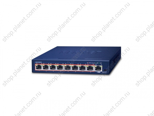GSD-908HP Коммутатор неуправляемый РоЕ 8 портов RJ45 10/100/1000 Мб/с, 1 порт RJ45 10/100/1000 Мб/с, с поддержкой VLAN 