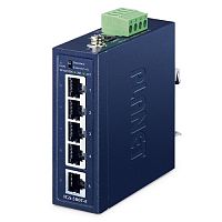 IGS-500T-E Коммутатор промышленный компактный IP40, 5 портов RJ45 10/100/1000 Мб/с (-40~75°C, двойное питание 12~55В DC, PoE Extend 250м)