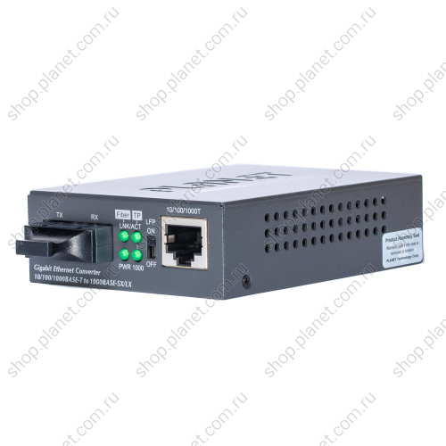 Медиаконвертер с SC duplex портом 1000 Мб/с, 850 нм, 550 м, многомод, RJ45 10/100/1000 Мб/с GT-802